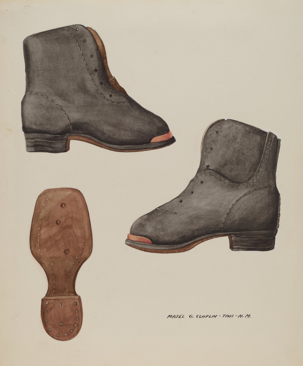 Dětská obuv s měděnou špičkou, c. 1937. od Majel G. Claflin