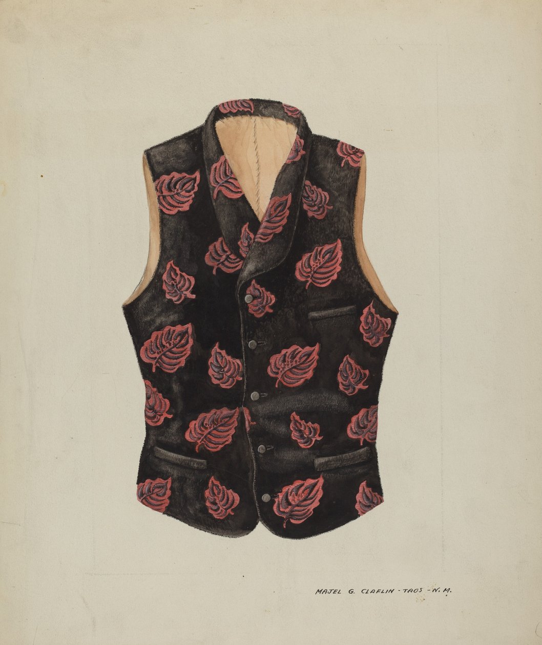Vyšívaná sametová vesta, c. 1937. od Majel G. Claflin