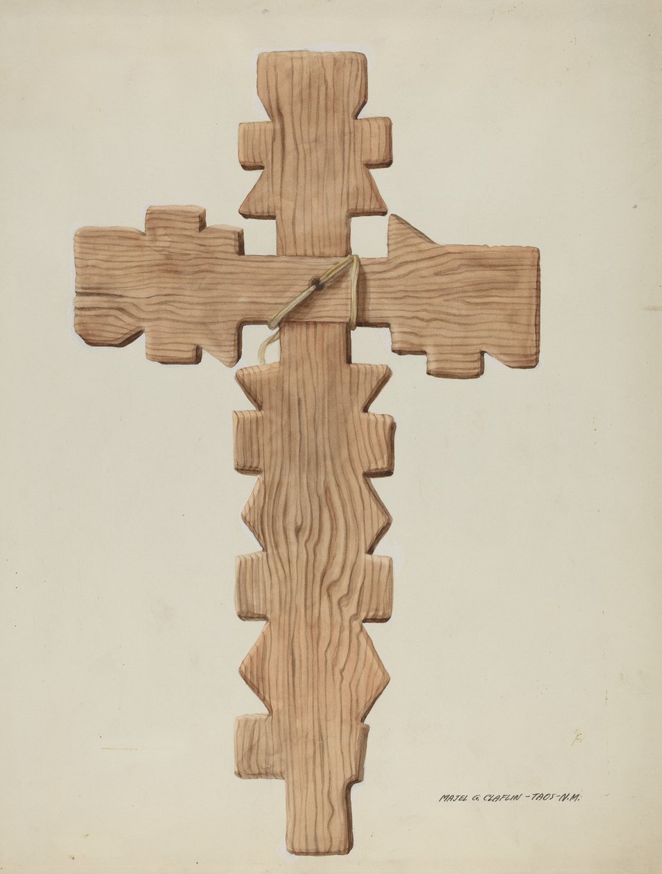 Penitente Cross, vyřezávané dřevo, c. 1937. od Majel G. Claflin