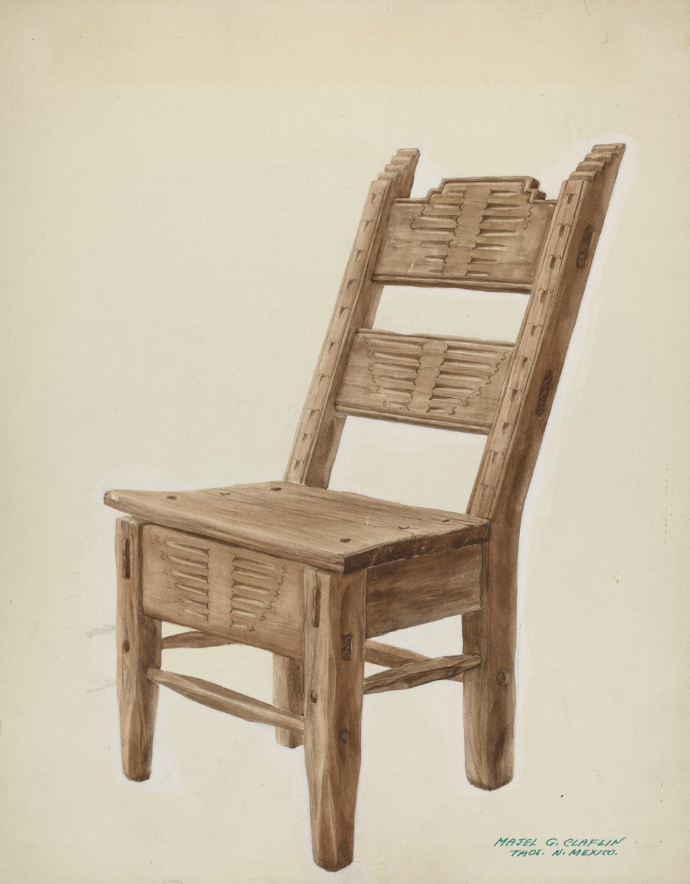 Dřevěná židle, c. 1939. od Majel G. Claflin