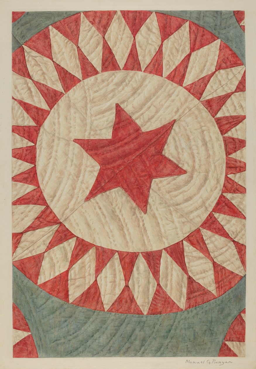 Star & Ring Quilt, c. 1938. od Manuel G. Runyan