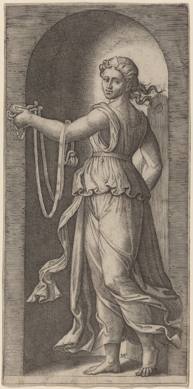 Střídmost od Marcantonio Raimondi after Raphael