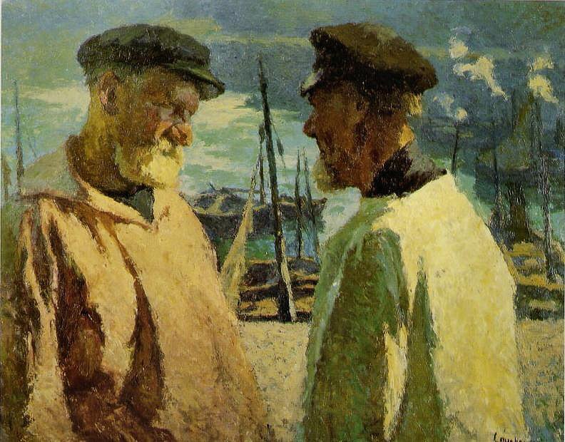 Rybáři v přístavu Honfleur od Marcel Couchaux