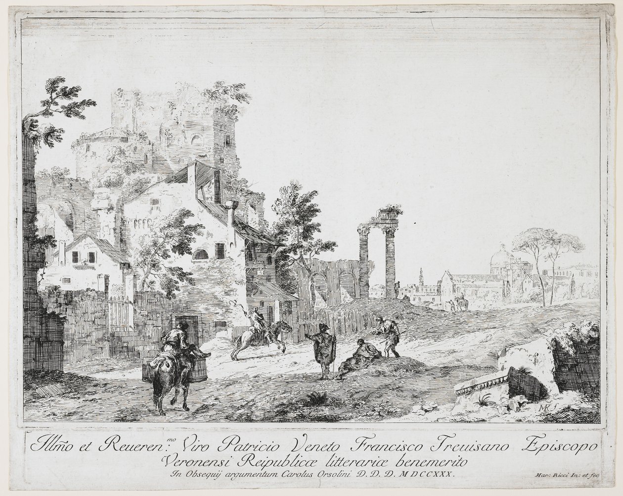 Silnice u venkovské vesnice, 1730 od Marco Ricci