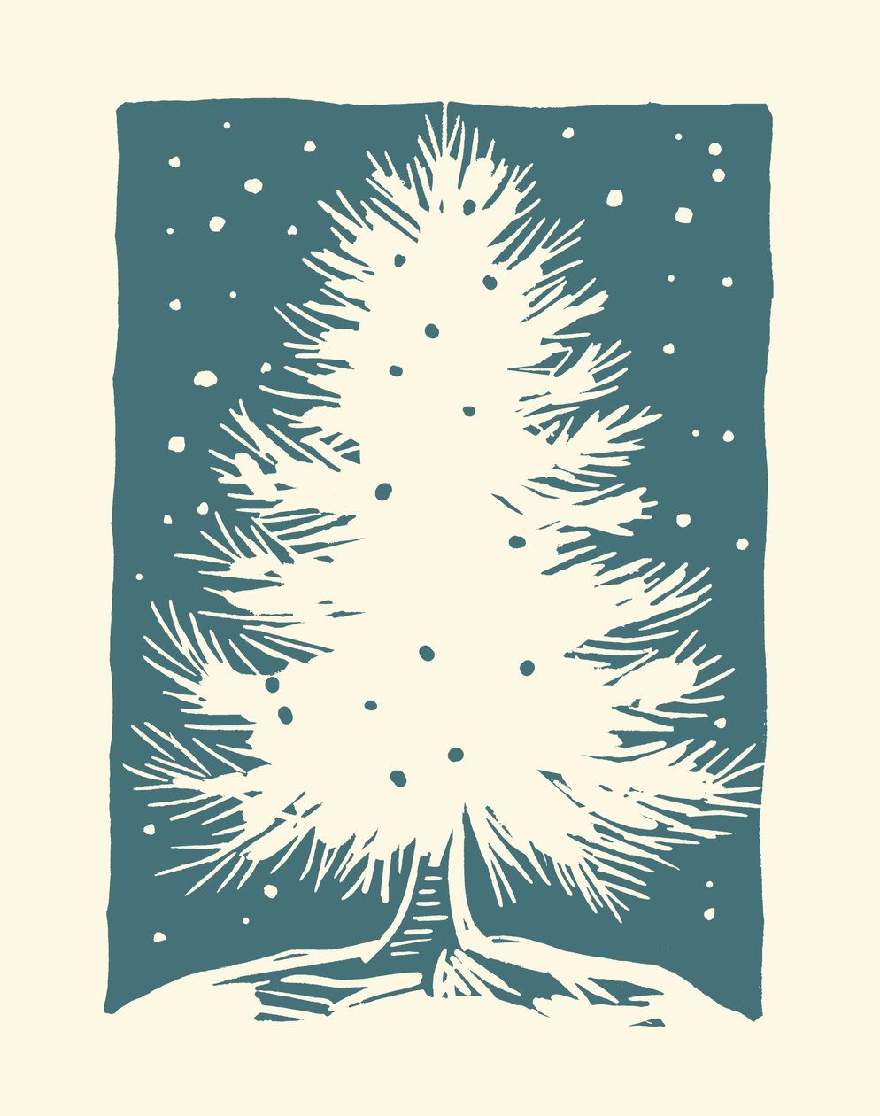 Bílý vánoční stromek, 2023 (linoleum na papíře) od Marco Campedelli