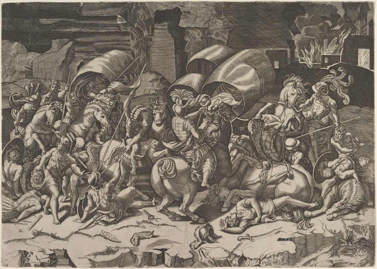 Bitva s Cutlassem, ca. 1515-27. od Marco Dente