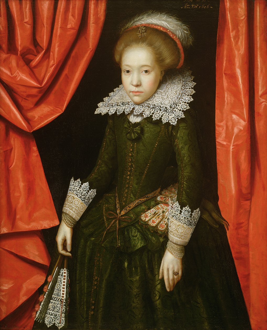 Portrét dívky z rodiny de Ligne, 1616 (jeden z páru) (viz také 142776) od Marcus Gheeraerts