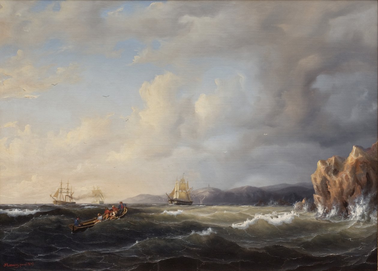 Bark Beating to Windward at Kullaberg, 1849 od Marcus Larson