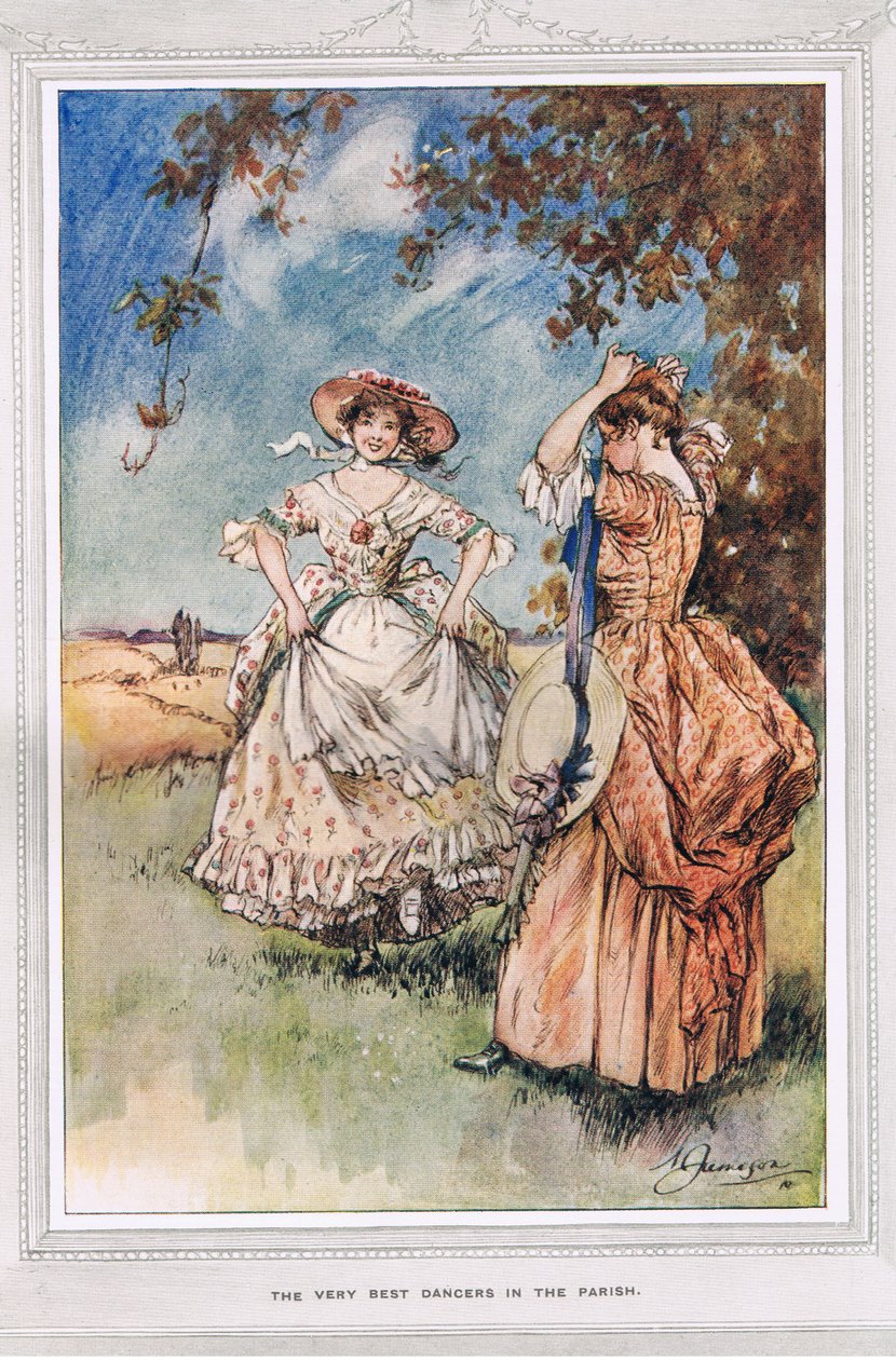 Nejlepší tanečníci ve farnosti, ilustrace z „The Vicar of Wakefield“ od Olivera Goldsmitha, kolem roku 1910 od Margaret Jameson