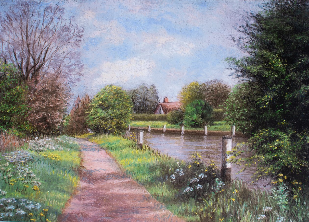 Eton Lock, řeka Temže, 2001 (pastel) od Margo Starkey
