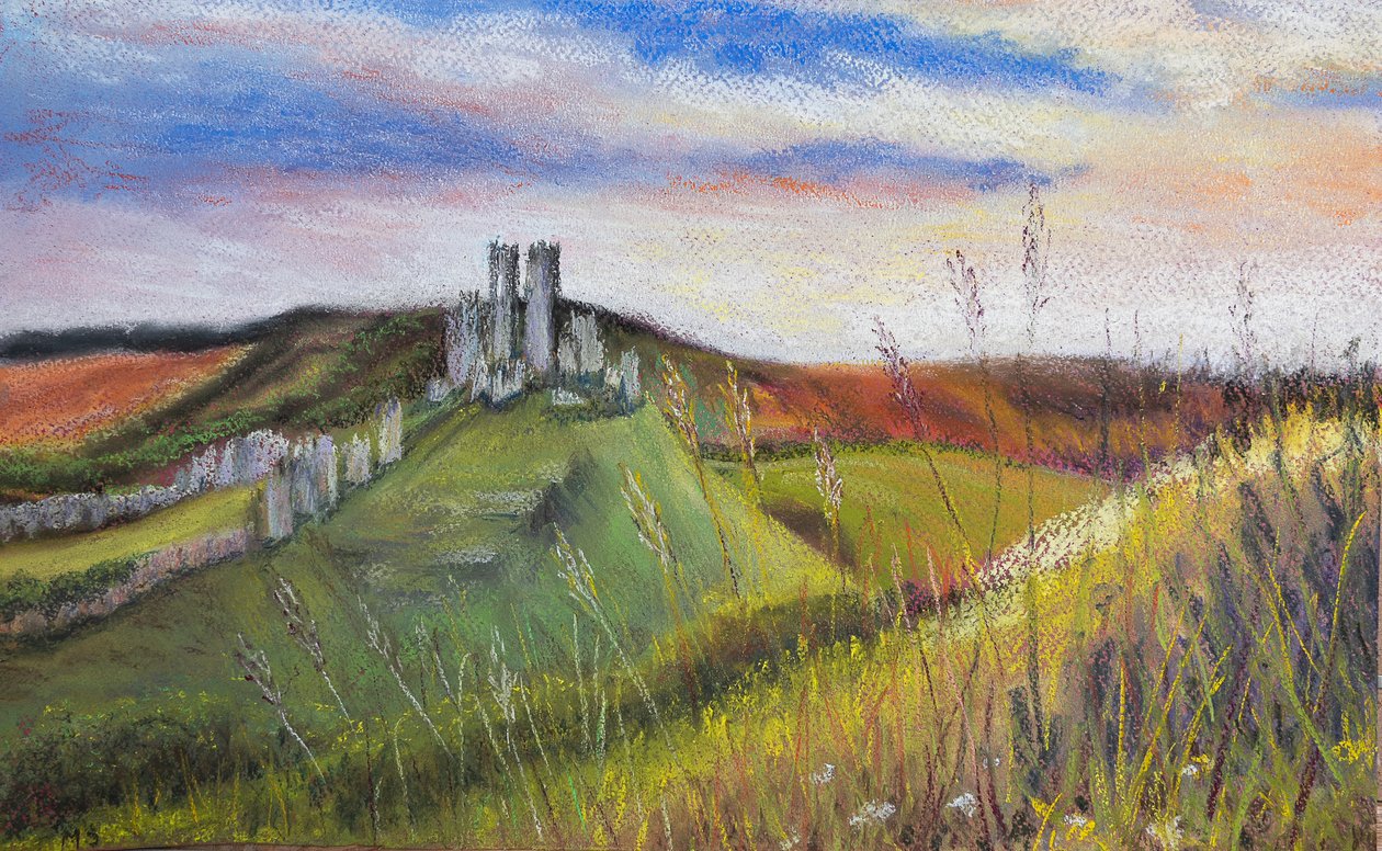Hrad Corfe, 2020 (pastel) od Margo Starkey