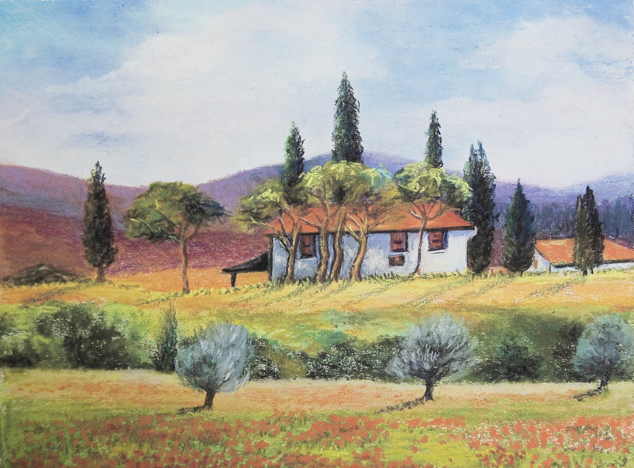 Francouzská zemědělská půda, 2020 (pastel) od Margo Starkey