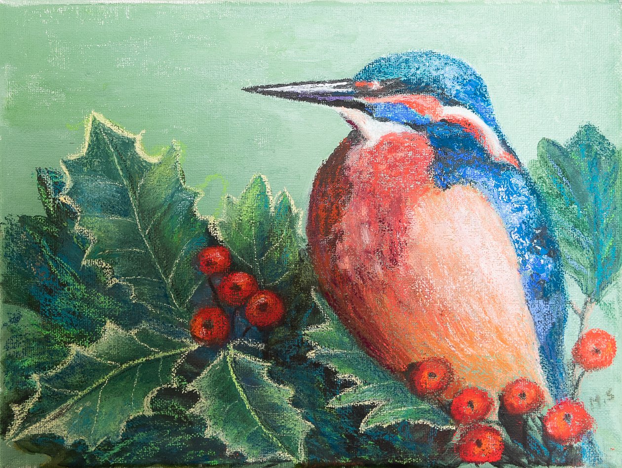 Ledňáček na bobulích, 2022 (pastel) od Margo Starkey