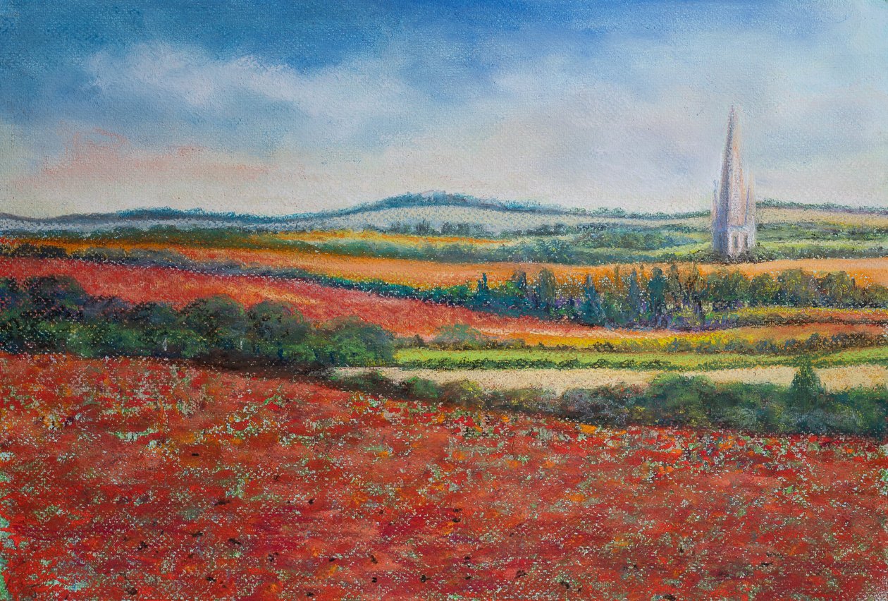Maková pole, 2021 (pastel) od Margo Starkey