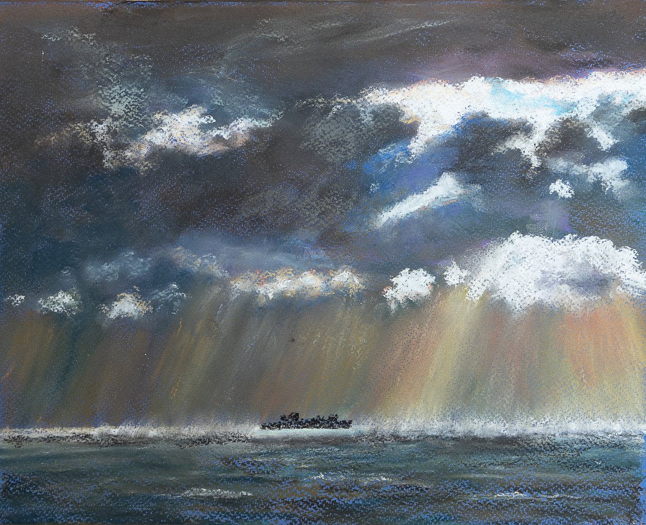 Squall near lonely ship, 2020 (pastel) od Margo Starkey