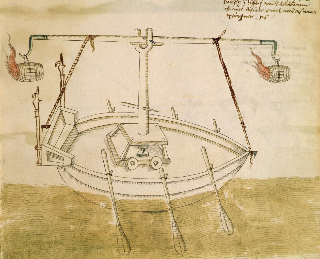 Design využívající teplo ke zlepšení navigace, ilustrace od De Machinis (pero a inkoust a wc na papíře) od Mariano di Jacopo 1382 c.1453 after Mariano di Jacopo 1382 c.1453 after