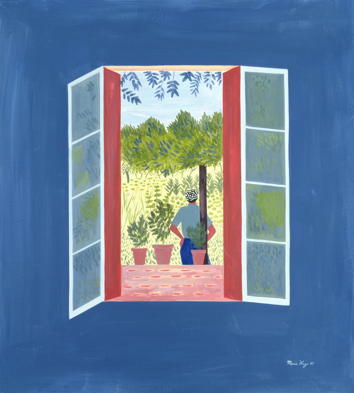 Zaid Through the Window, 1986 (akryl a olej na palubě) od Marie Hugo