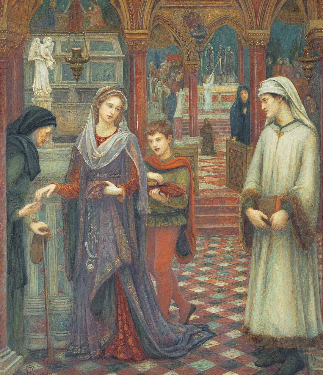Dante a Beatrice, 1880 (Wc und bodycolour na papíře) od Marie Spartali Stillman