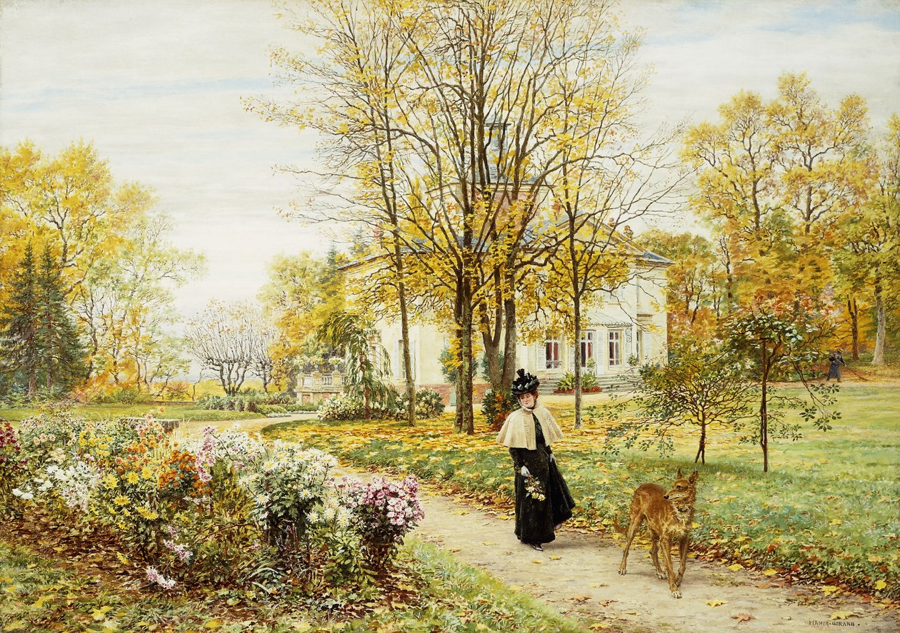 Promenáda v podzimní den, od Marie Francois Firmin Girard