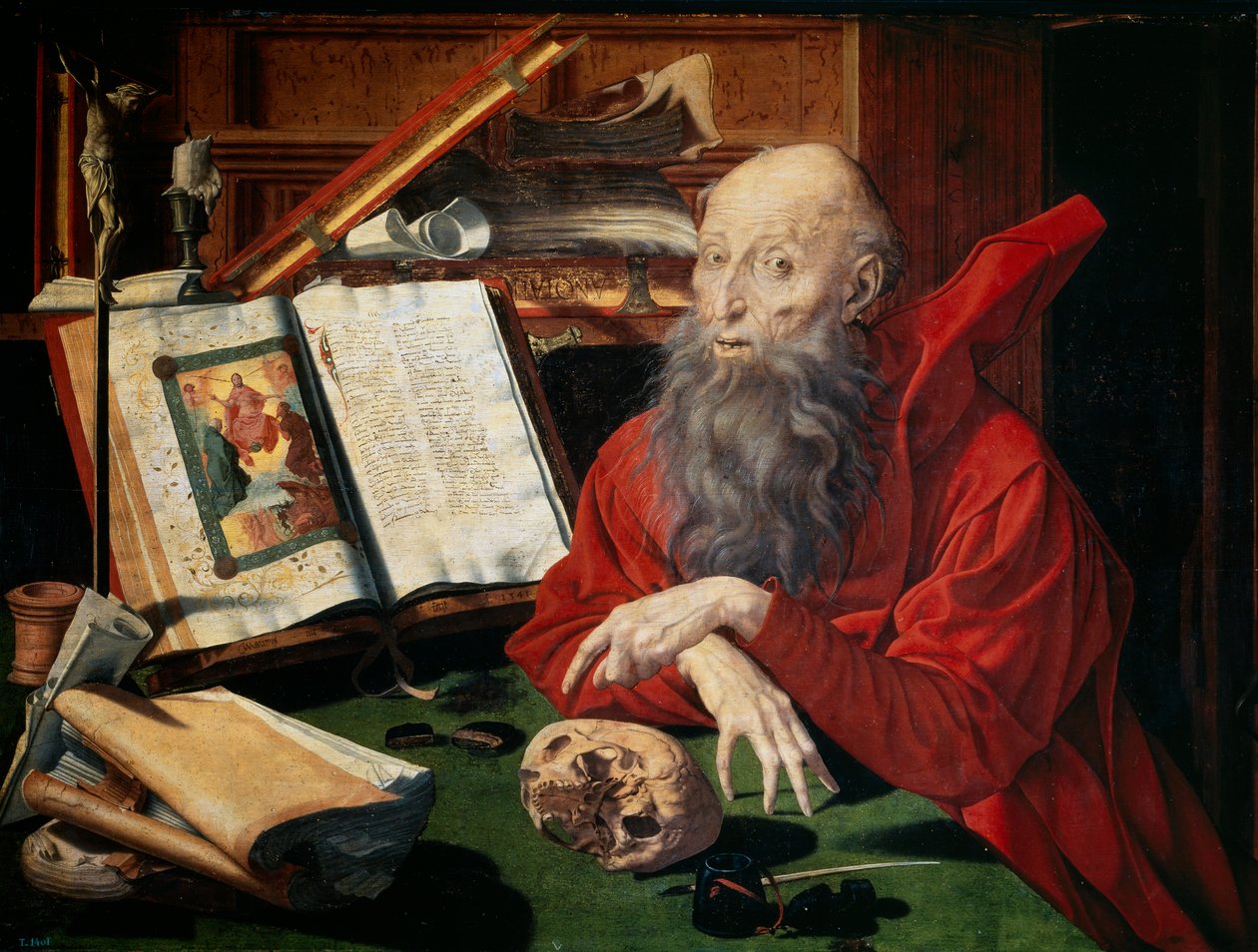 Svatý Jeroným, 1547 od Marinus van Roejmerswaelen