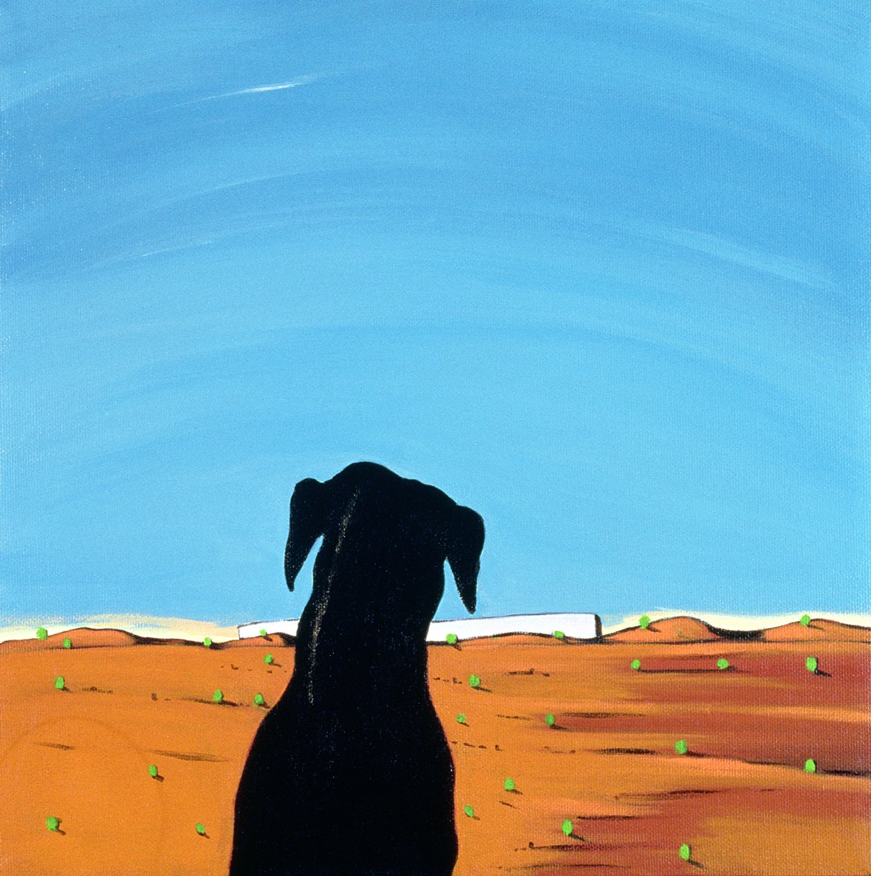 Black Dog in Chestertown, 1998 (akryl na plátně) od Marjorie Weiss