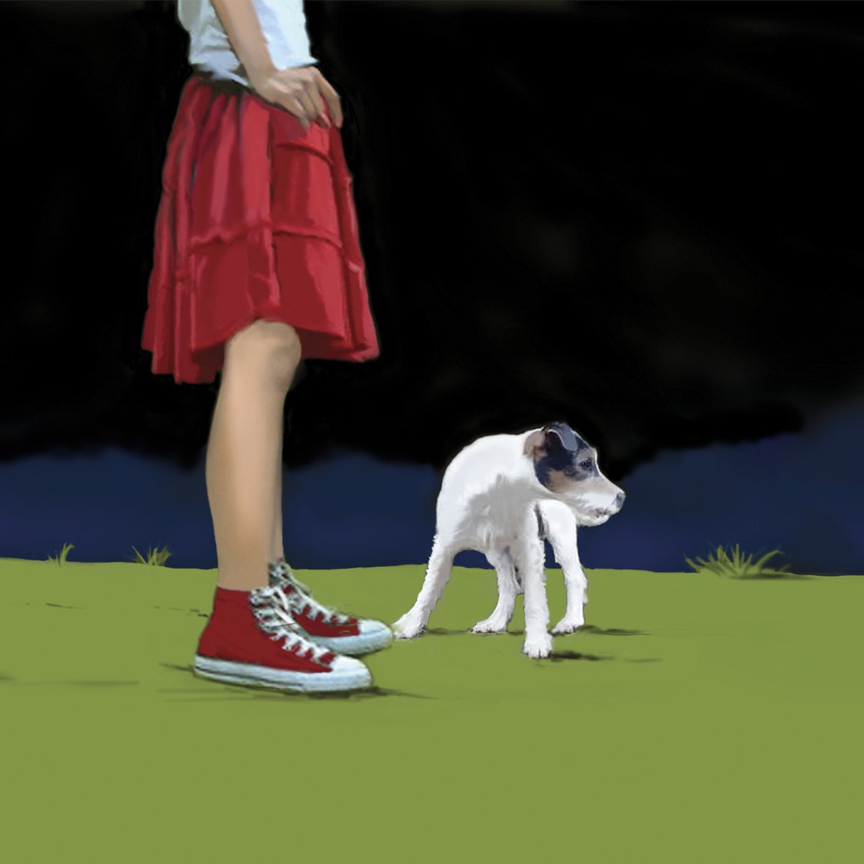 Dívka v červené sukni, 2008 (akryl na plátně) od Marjorie Weiss