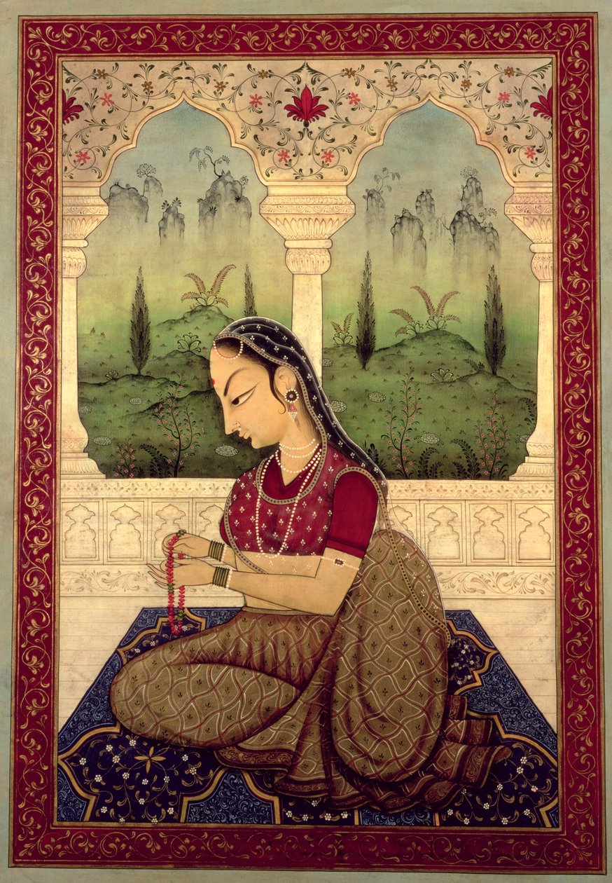 Lady Making a Garland (tempera a olej na panelu) od Mark Briscoe