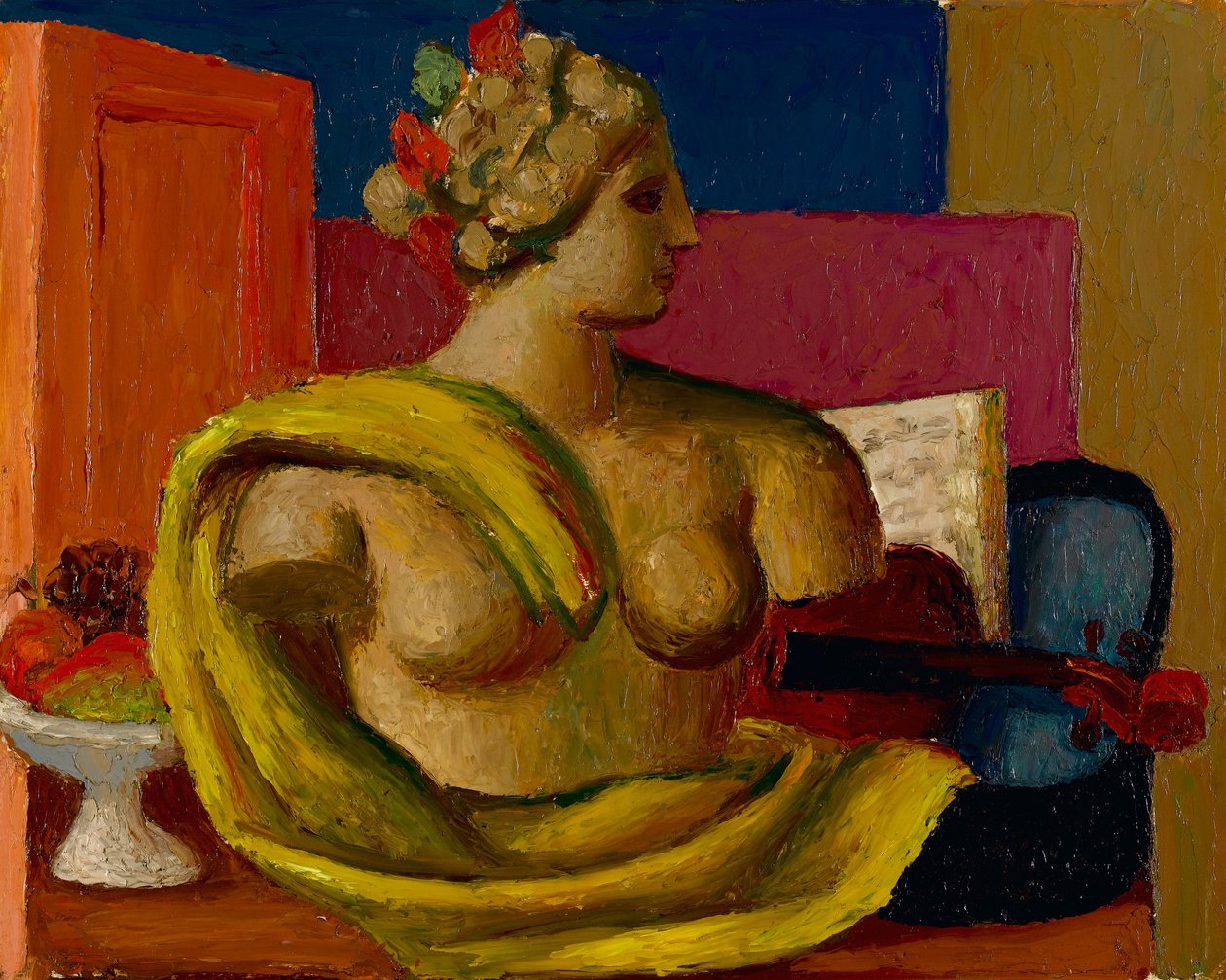Housle a poprsí, kolem roku 1934 (olej na válcové desce) od Mark Gertler
