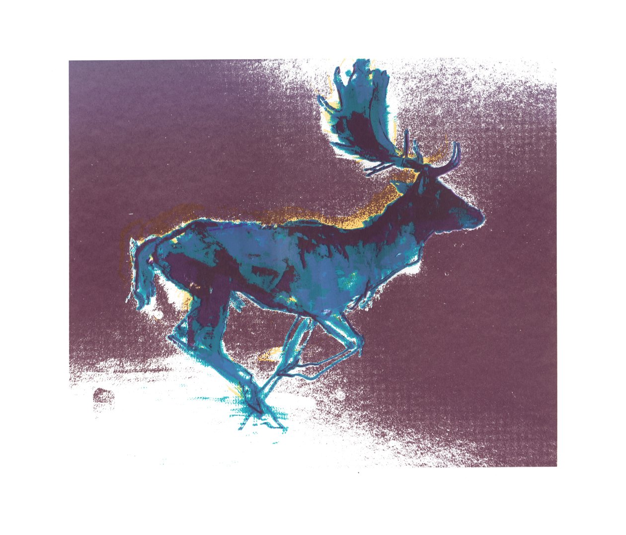 Fallow Buck (modrožlutý stín), 2015, (sítotisk) od Mark Adlington