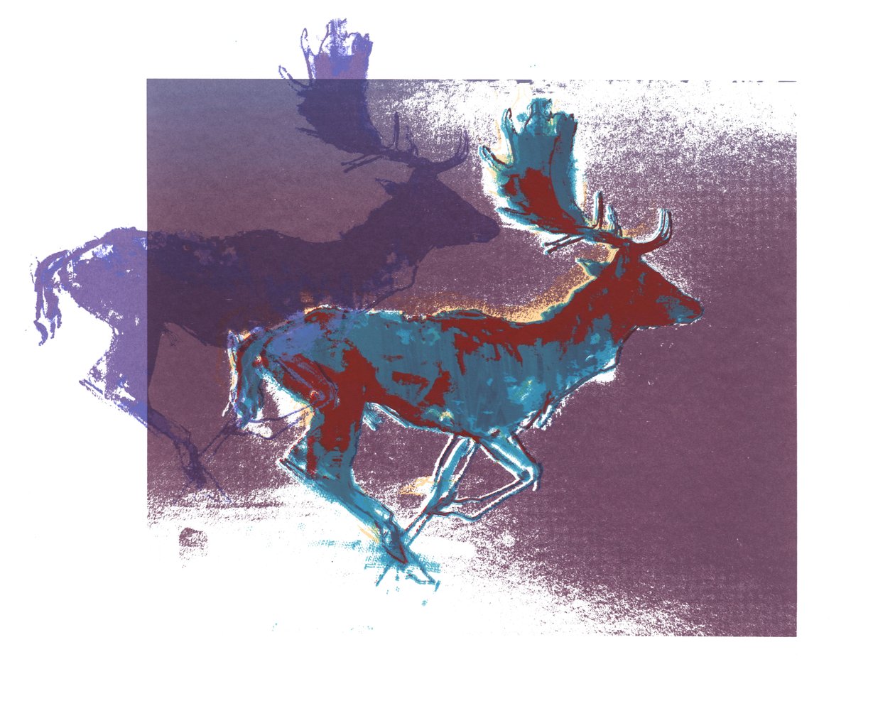 Fallow Bucks (modrá červená, fialová), 2015, (sítotisk) od Mark Adlington