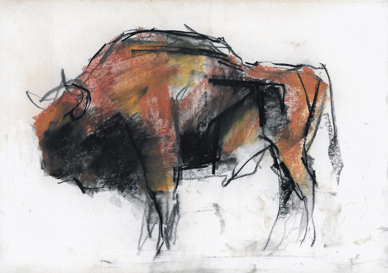 Zubre, Bialowieza (dřevěné uhlí a polévka na papíře) od Mark Adlington