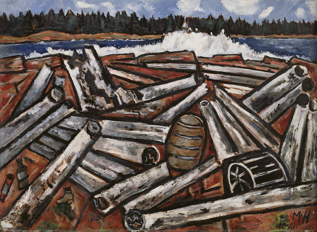 Log Jam, Penobscot Bay, 1940-41 (olej na masonitu) od Marsden Hartley