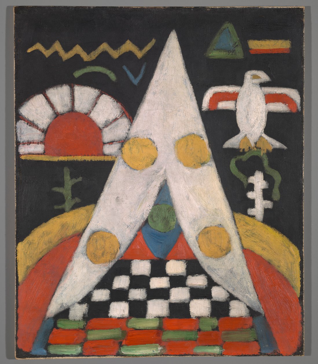 Abstraktní uspořádání symbolů amerických indiánů od Marsden Hartley