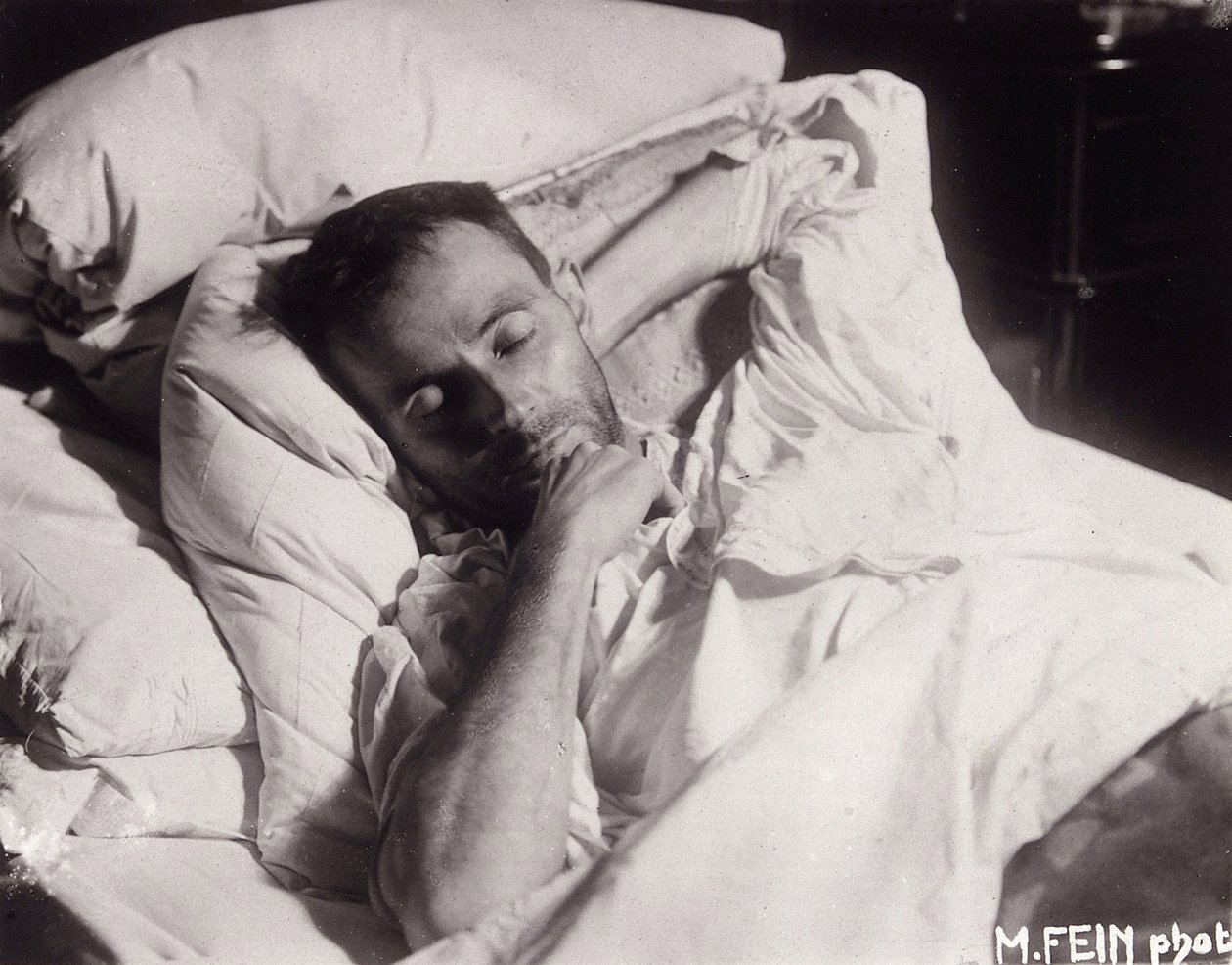 Egon Schiele na smrtelné posteli, 1918. od Martha Fein
