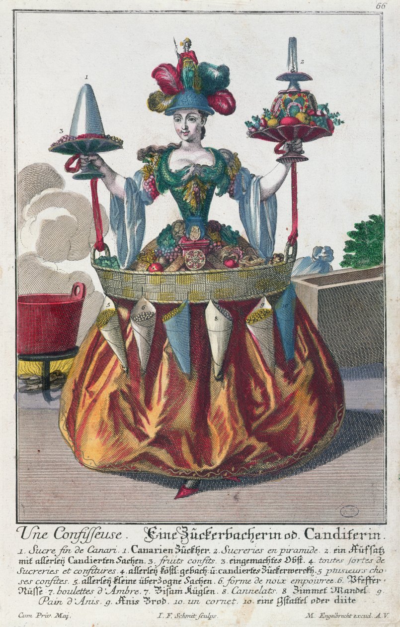 A Confectioner, c.1735 (barevné rytí) od Martin Engelbrecht