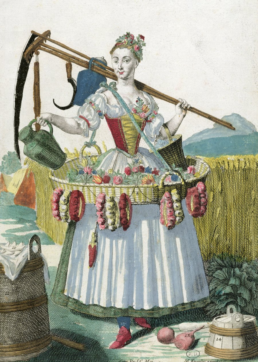 Selská žena, kolem roku 1735 od Martin Engelbrecht