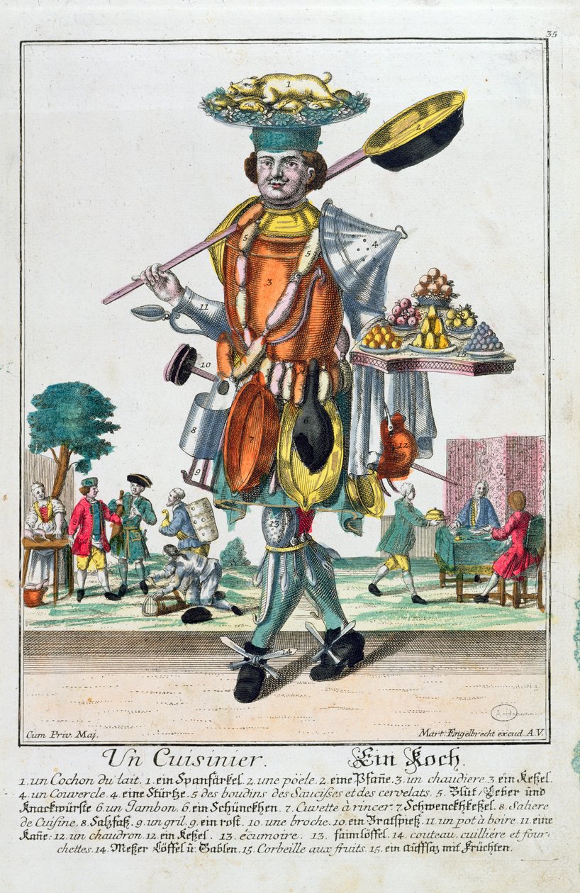 Kuchař, kolem roku 1735 od Martin Engelbrecht
