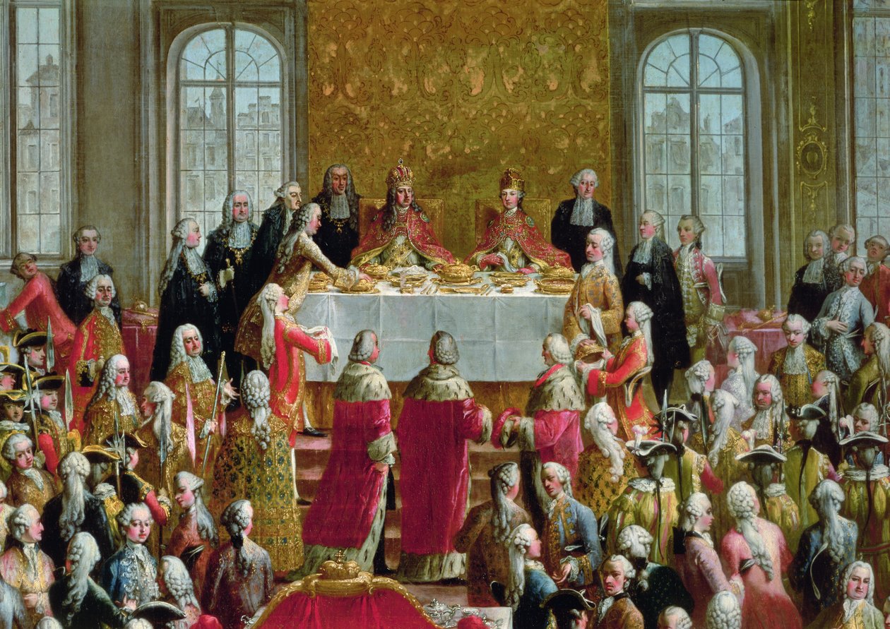Korunovační hostina Josefa II. (1741-90), německého císaře, 1764 (detail) od Martin II Mytens or Meytens
