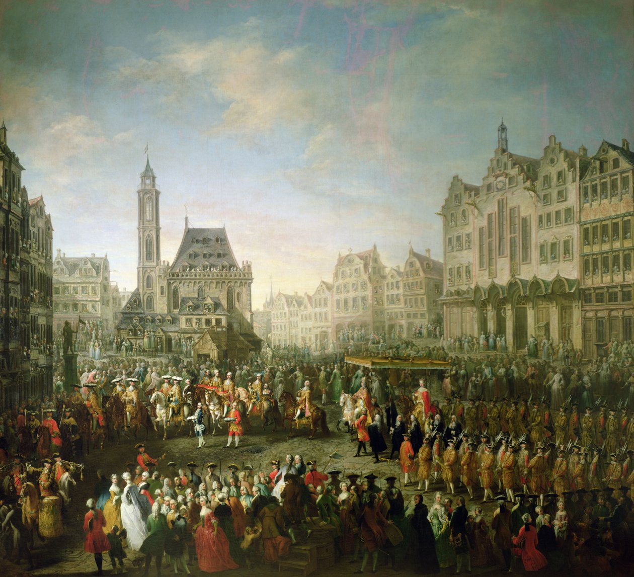 Korunovační průvod Josefa II. (1741-90), v Romerbergu, 1764 od Martin II Mytens or Meytens