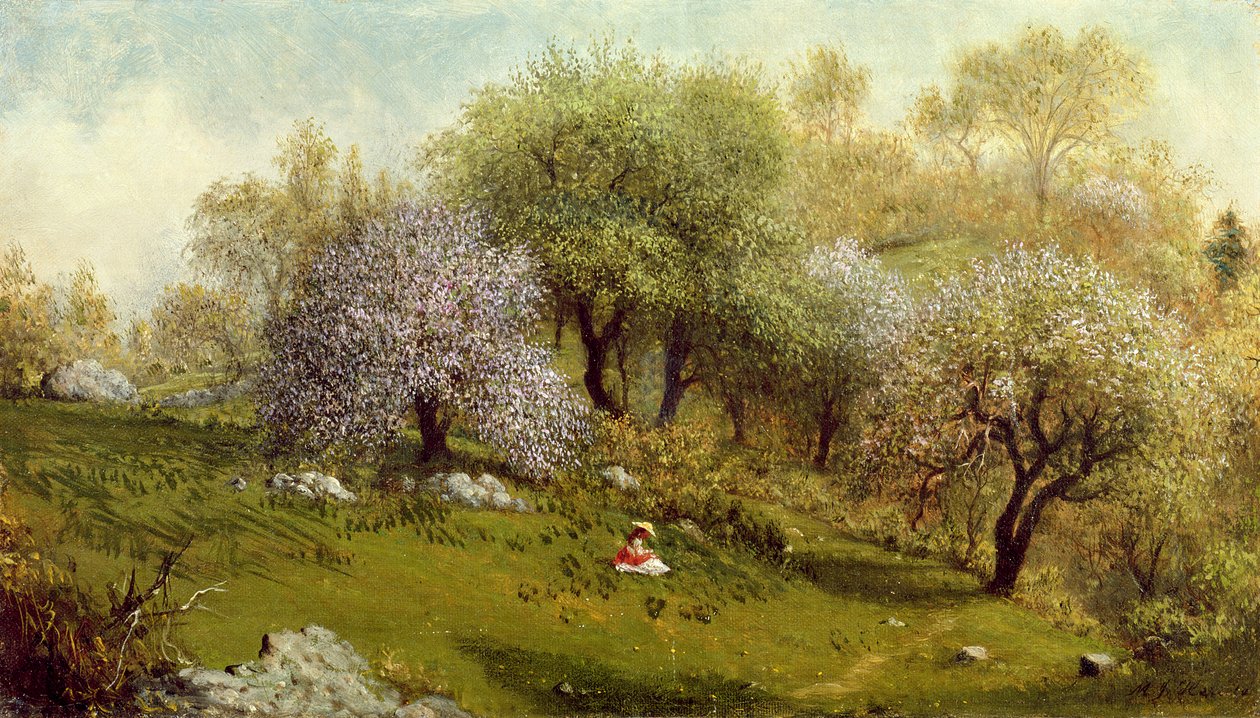 Dívka na stráni, Apple Blossoms, 1874 od Martin Johnson Heade