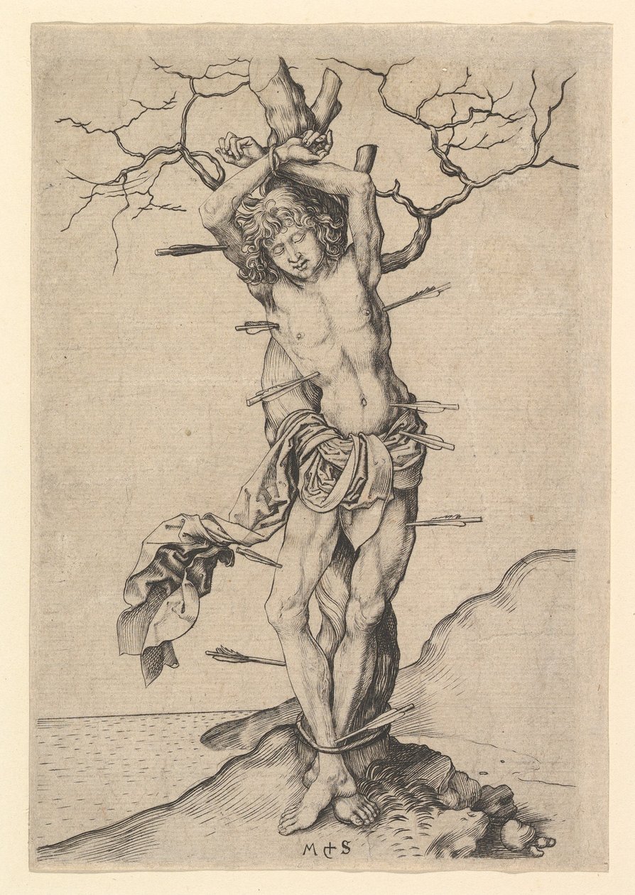 Svatý Šebestián, ca. 1435-1491. od Martin Schongauer