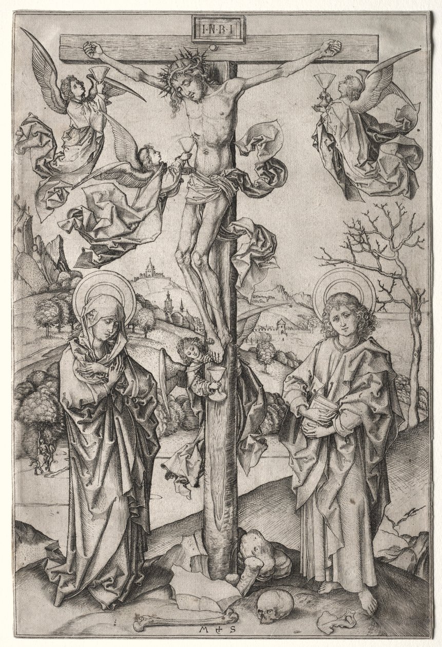 Ukřižování se čtyřmi anděly. od Martin Schongauer