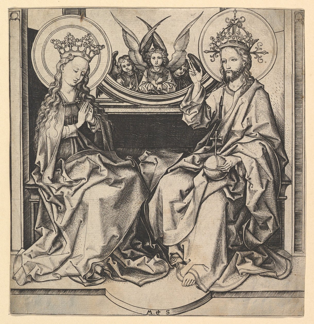 Intronizace Panny, ca. 1435-1491. od Martin Schongauer