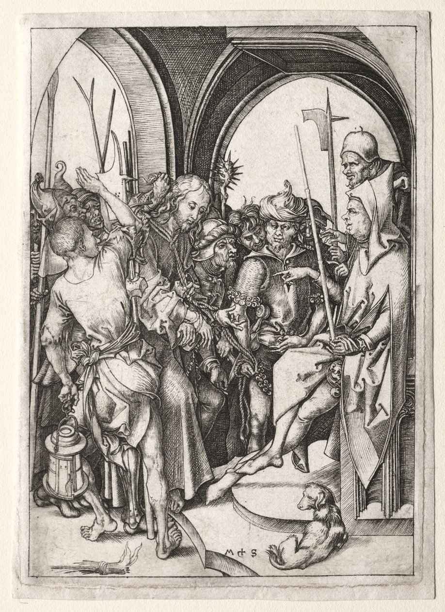 Umučení: Kristus před Annášem od Martin Schongauer