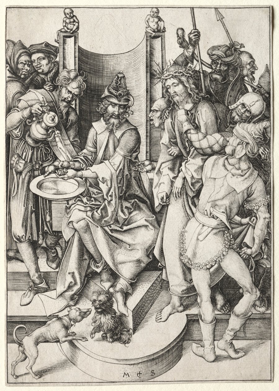 Umučení: Kristus před Pilátem. od Martin Schongauer
