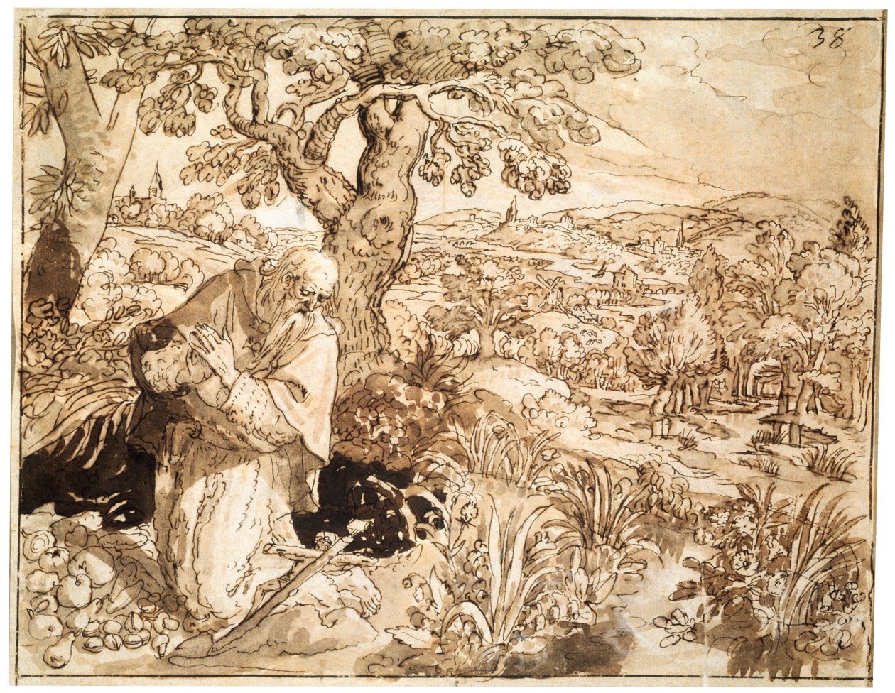 Poustevník, 1585-1586 od Maarten de Vos