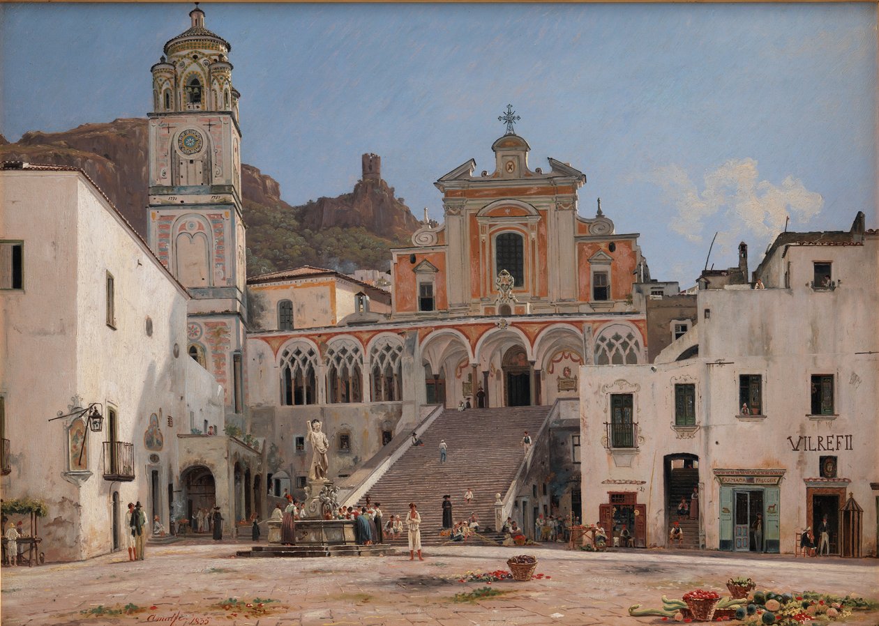 Pohled na náměstí v Amalfi od Martinus Rorbye