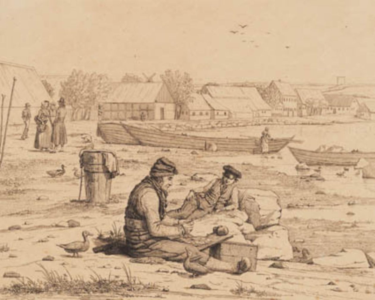 Strandgaden v Thisted. 1830 od Martinus Rørbye