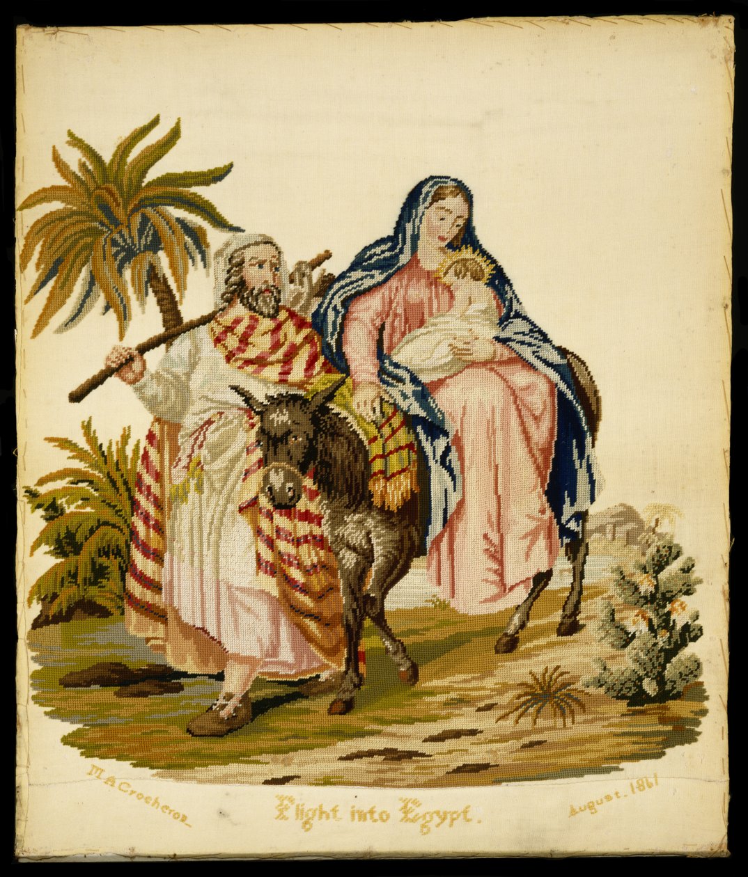Útěk do Egypta, 1861 (len a vlna) od Mary Ann 1812 1888 Crocheron