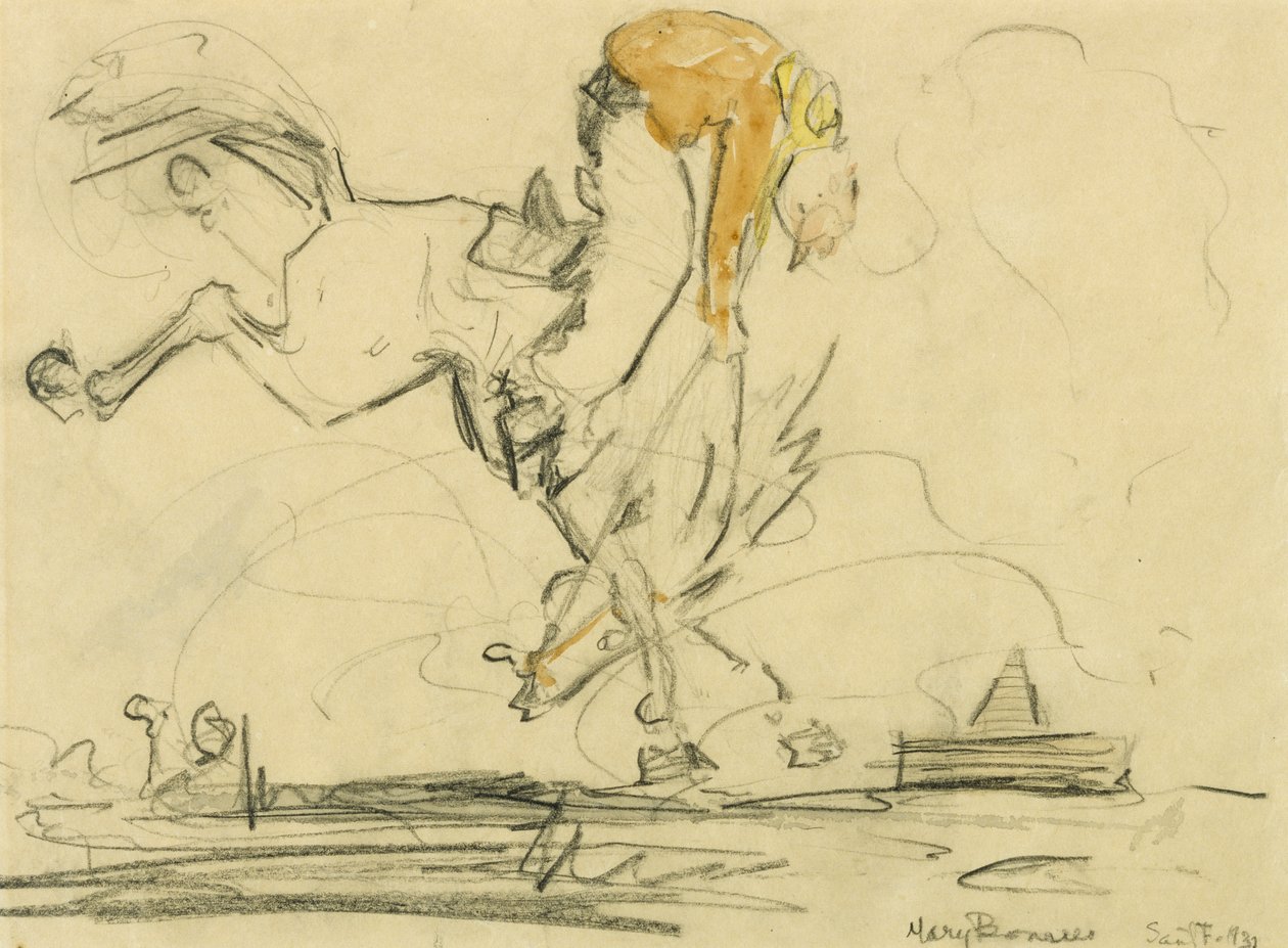 Bronco, 1931 (tužka a wc na tkaném papíře) od Mary Bonner